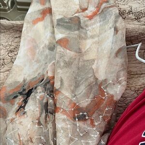 Pier One foulard Scarf Peach Gray with Sequins